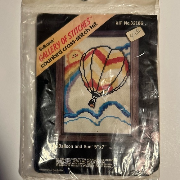 Vtg Balloon and Sun cross stitch - Picture 1 of 4